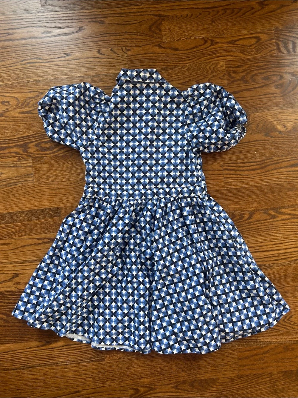 kate spade - patio tile shirtdress mini dress waist cinch puff sleeve size xxs